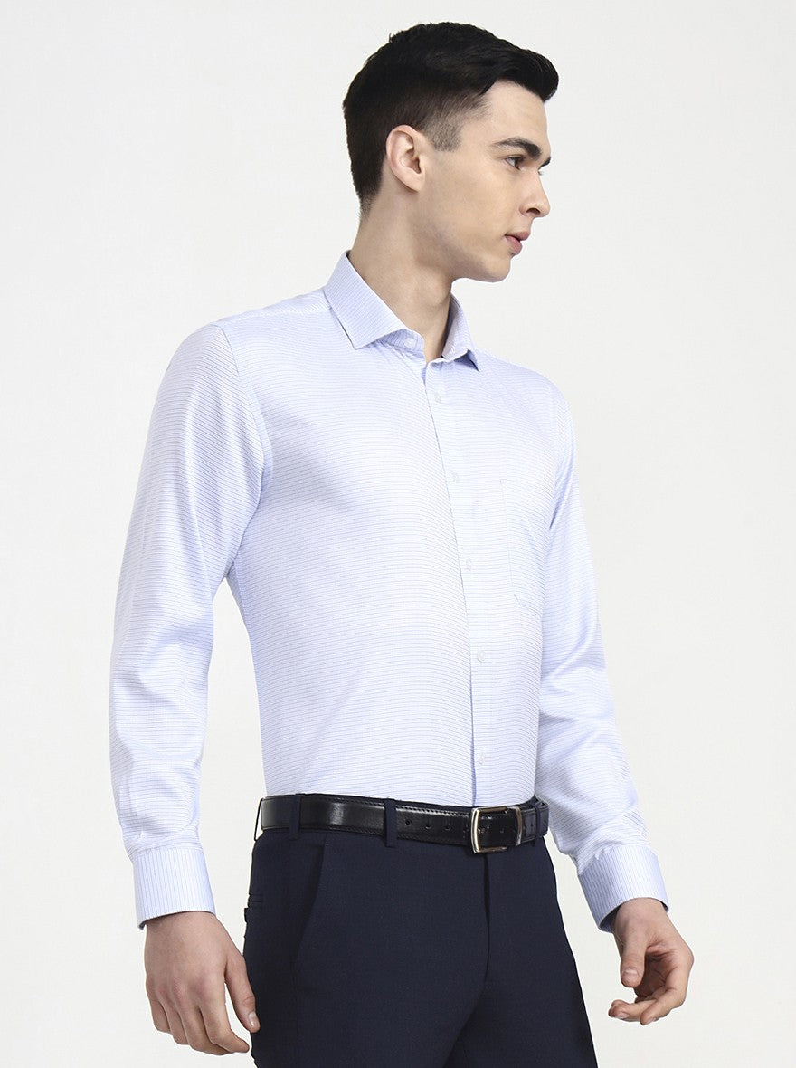 Light Blue Checked Regular Fit Formal Shirt | Greenfibre
