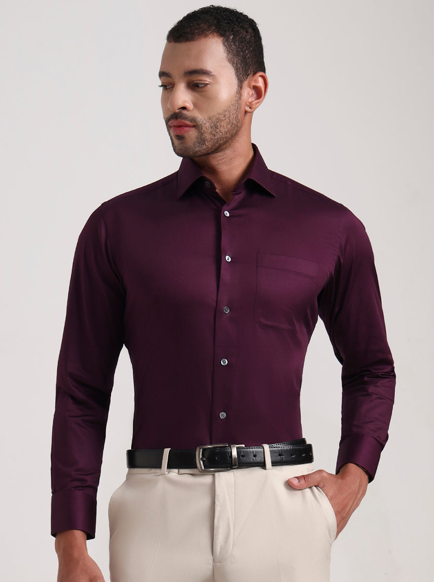 Purple Solid Slim Fit Formal Shirt | JadeBlue Super Luxe