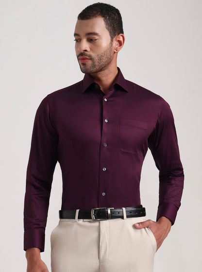 Purple Solid Slim Fit Formal Shirt | JadeBlue Super Luxe