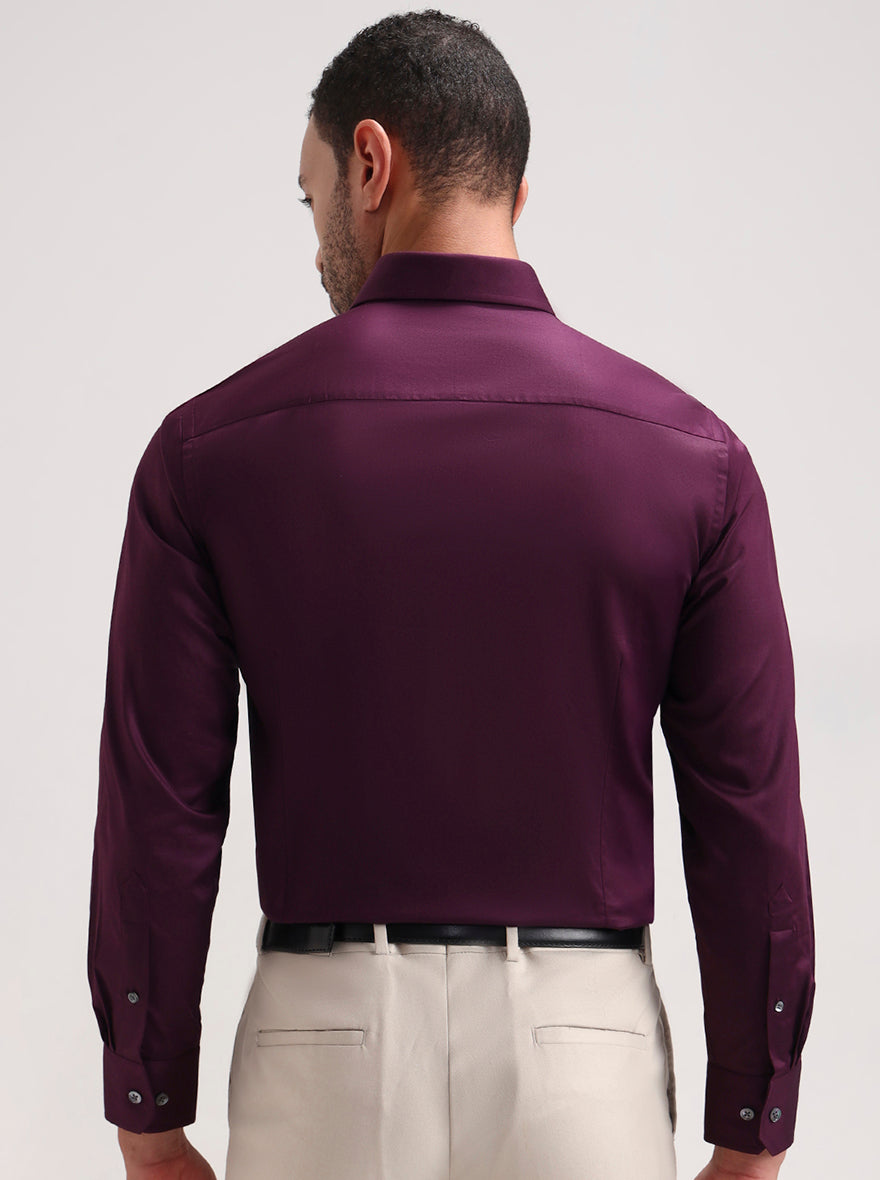 Purple Solid Slim Fit Formal Shirt | JadeBlue Super Luxe