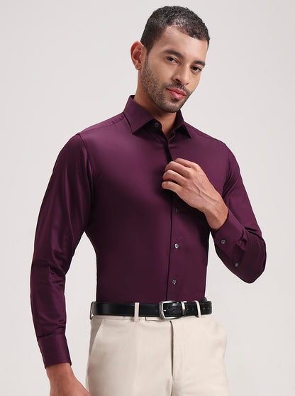 Purple Solid Slim Fit Formal Shirt | JadeBlue Super Luxe