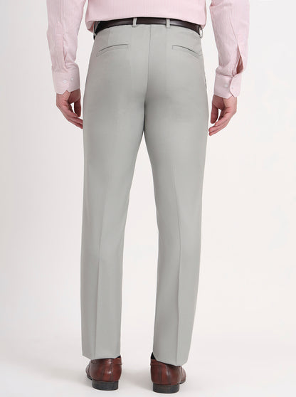Pista Grey Solid Slim Fit Formal Trouser | Greenfibre