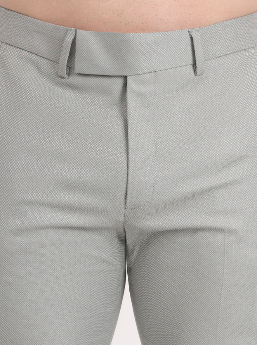 Pista Grey Solid Slim Fit Formal Trouser | Greenfibre