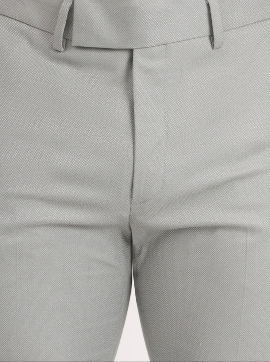 Pista Grey Solid Slim Fit Formal Trouser | Greenfibre