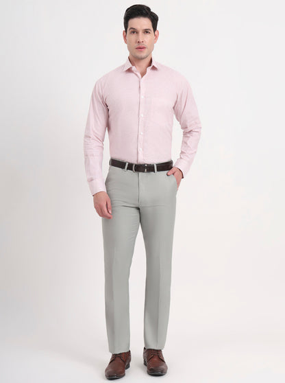 Pista Grey Solid Slim Fit Formal Trouser | Greenfibre