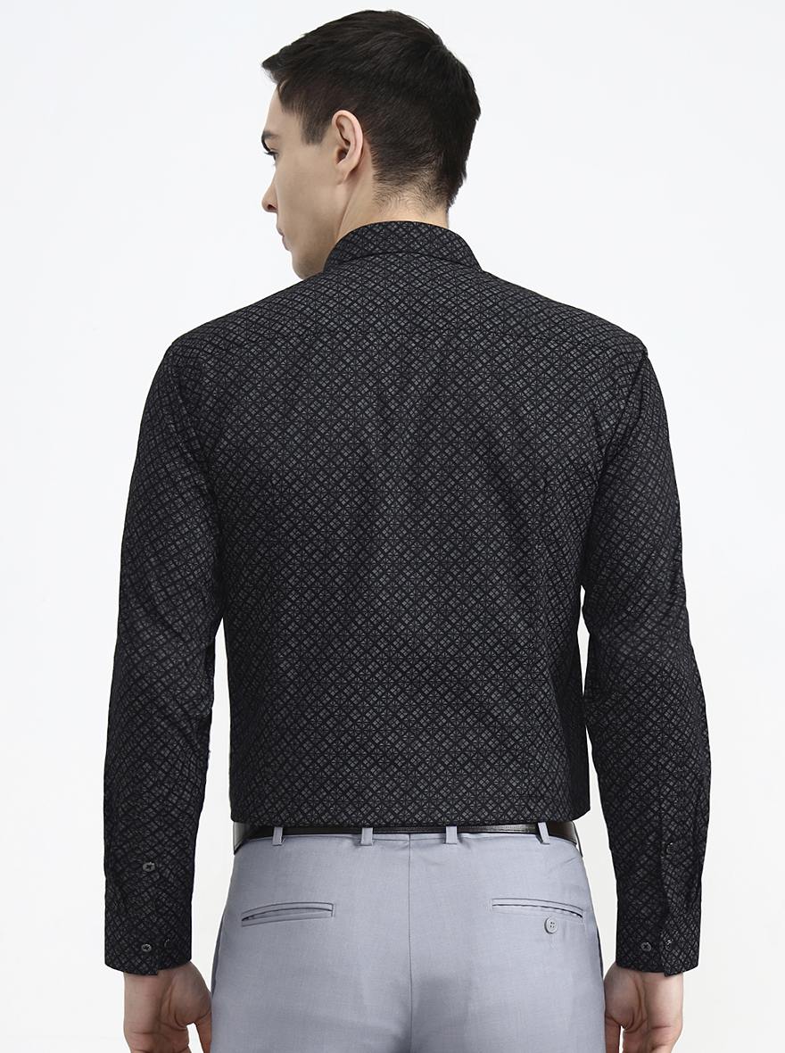 Black Printed Slim Fit Party Wear Shirt | Greenfibre