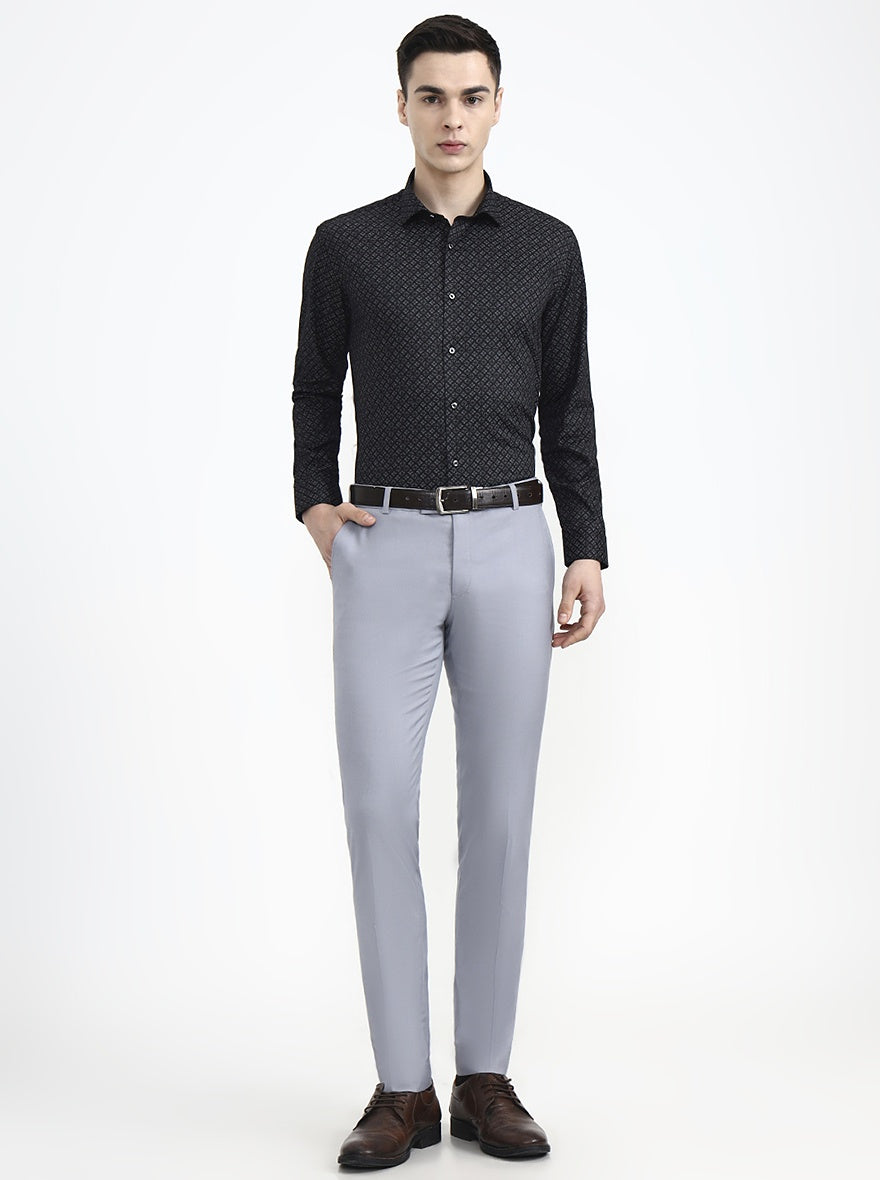 Black Printed Slim Fit Party Wear Shirt | Greenfibre
