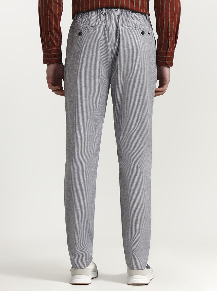 Grey Striped Slim Fit Track Pant | Greenfibre
