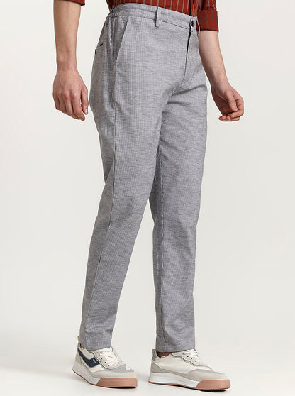 Grey Striped Slim Fit Track Pant | Greenfibre