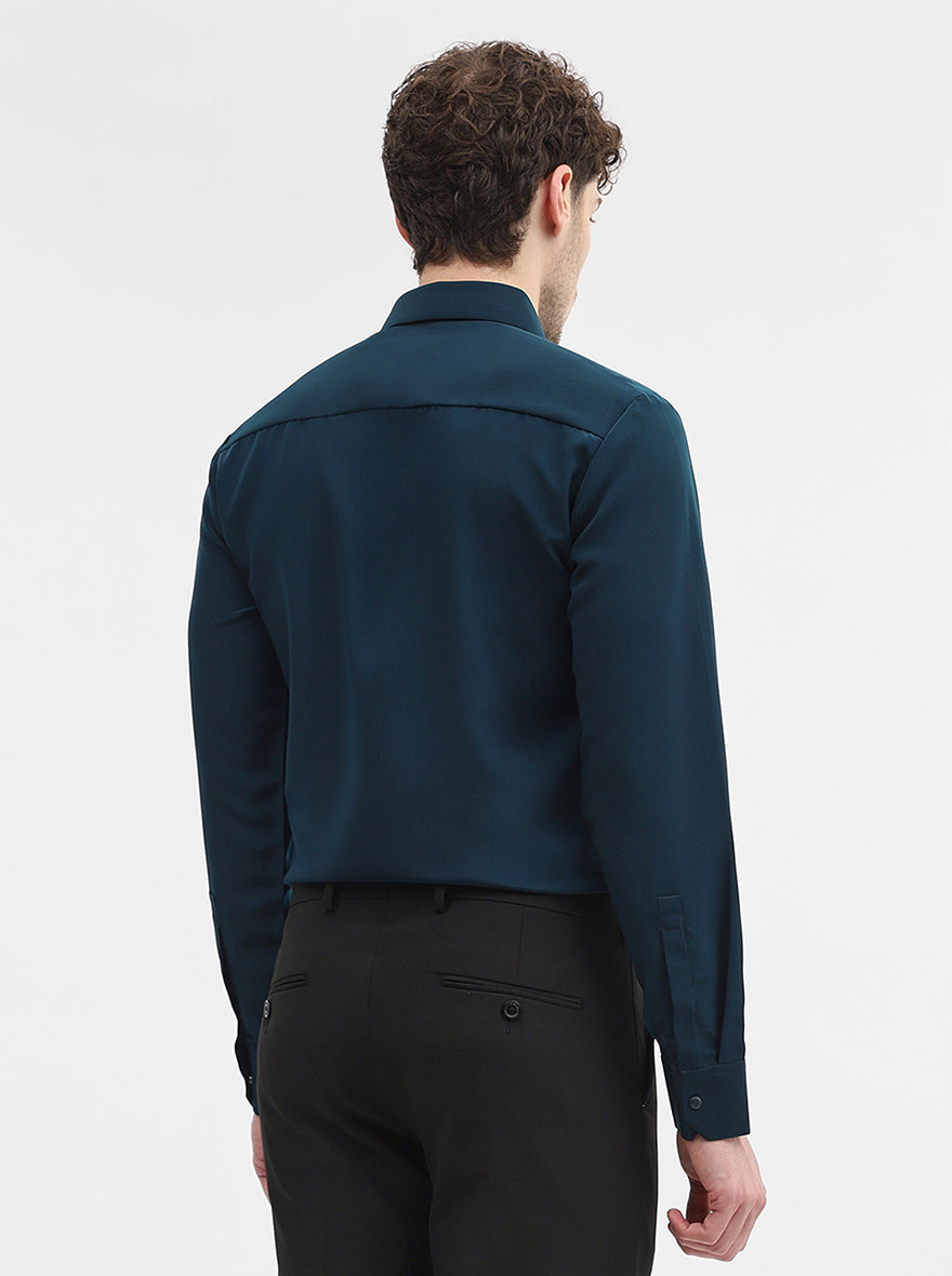 Teal Solid Slim Fit Party Wear Shirt | Wyre