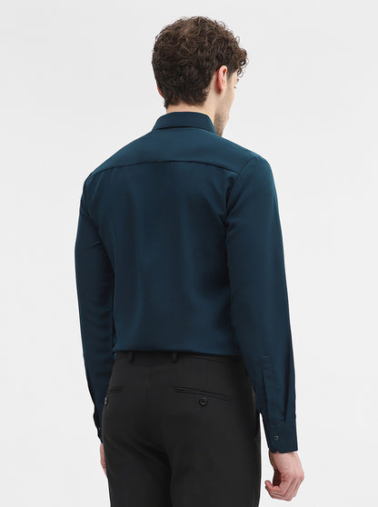 Teal Solid Slim Fit Party Wear Shirt | Wyre