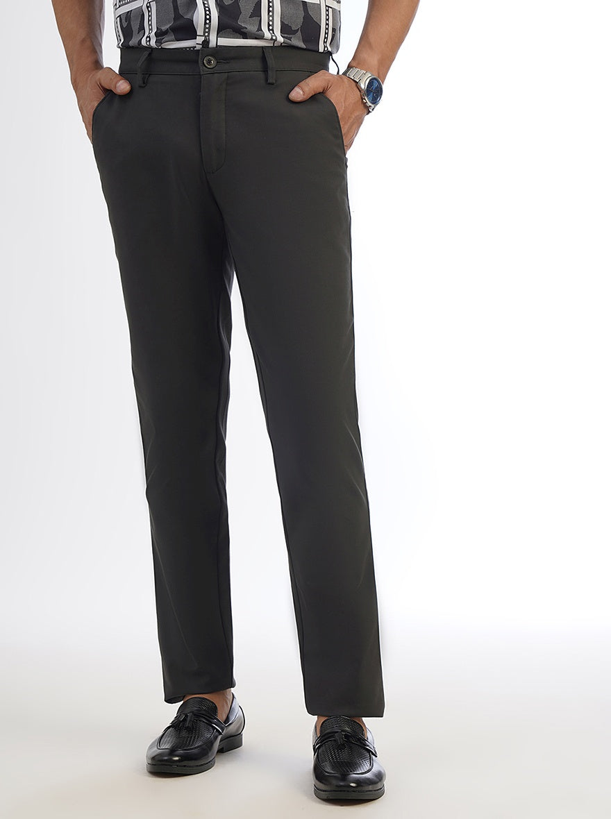 Dark Grey Solid Uno Fit Casual Trouser | JadeBlue