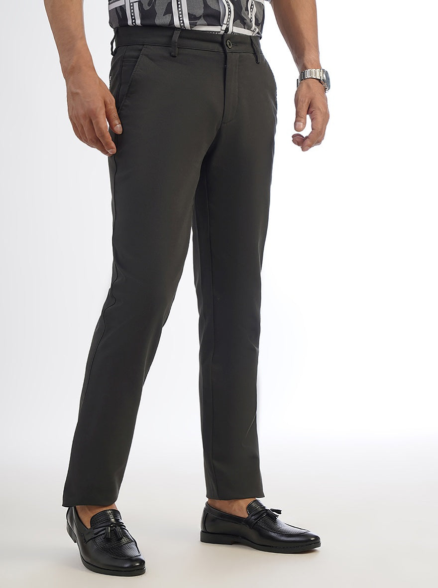 Dark Grey Solid Uno Fit Casual Trouser | JadeBlue