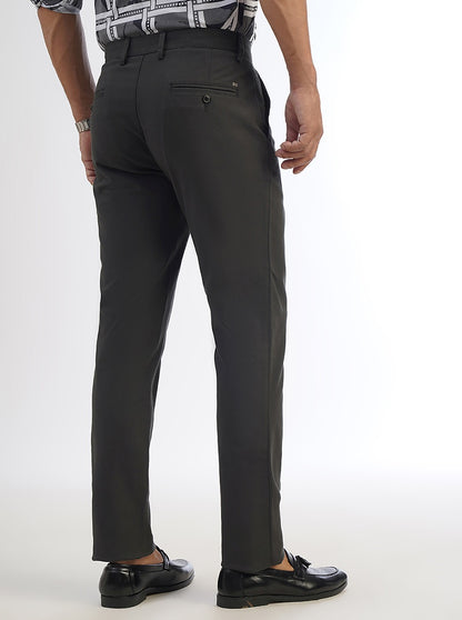 Dark Grey Solid Uno Fit Casual Trouser | JadeBlue