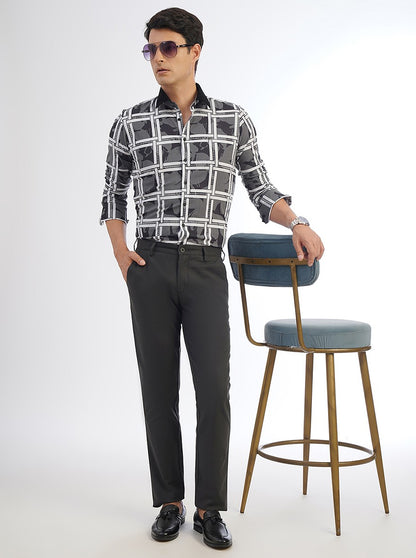 Dark Grey Solid Uno Fit Casual Trouser | JadeBlue