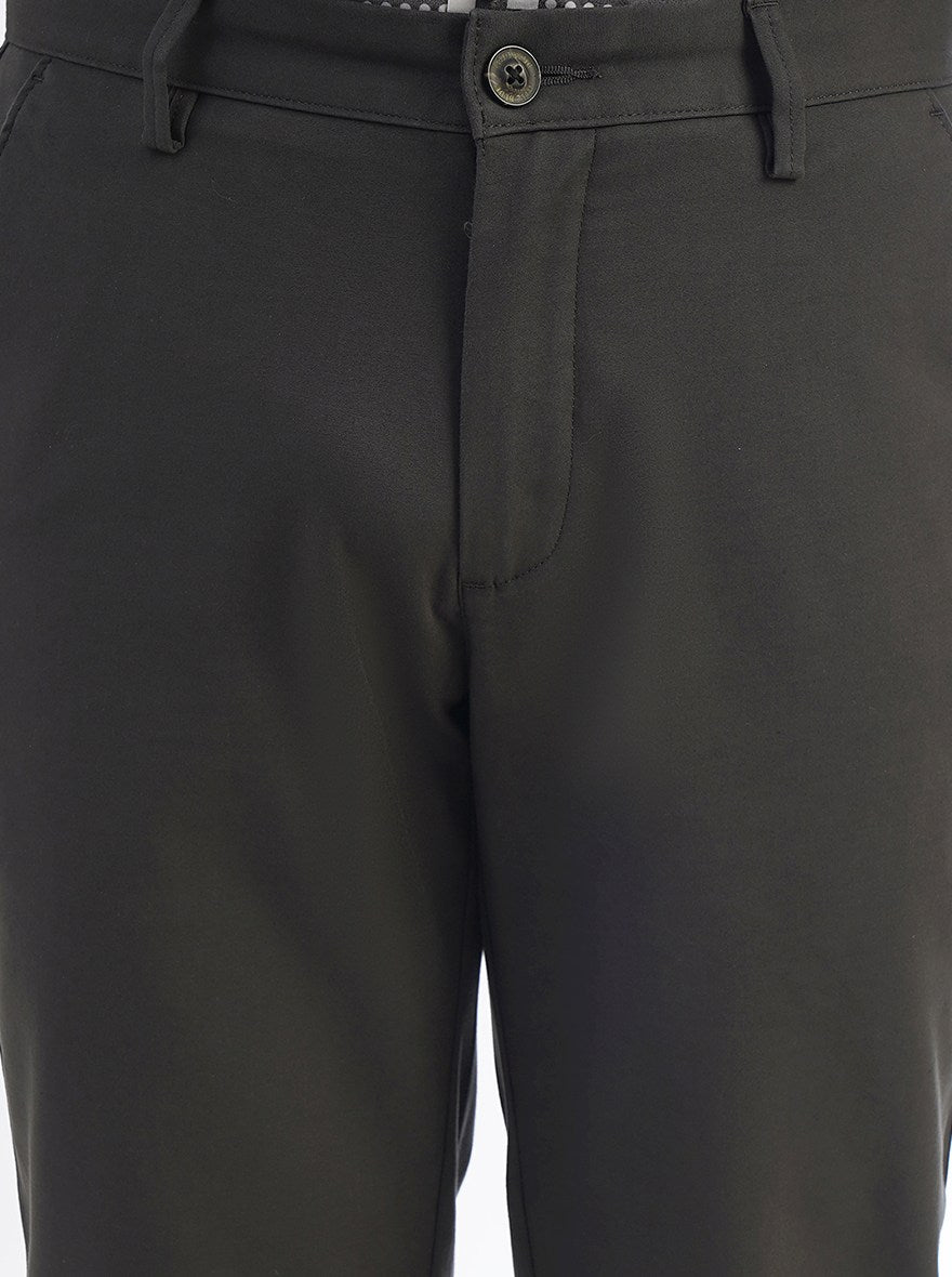 Dark Grey Solid Uno Fit Casual Trouser | JadeBlue