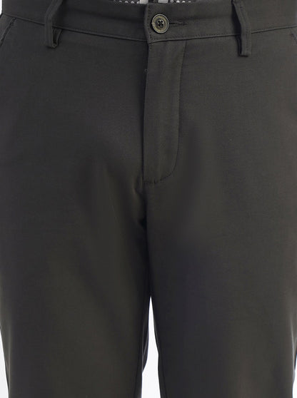 Dark Grey Solid Uno Fit Casual Trouser | JadeBlue