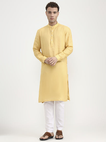 Yellow Solid  Modi Kurta | JadeBlue