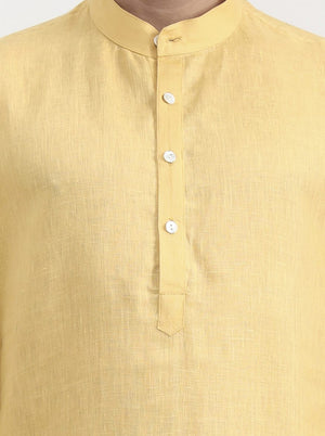Yellow Solid  Modi Kurta | JadeBlue