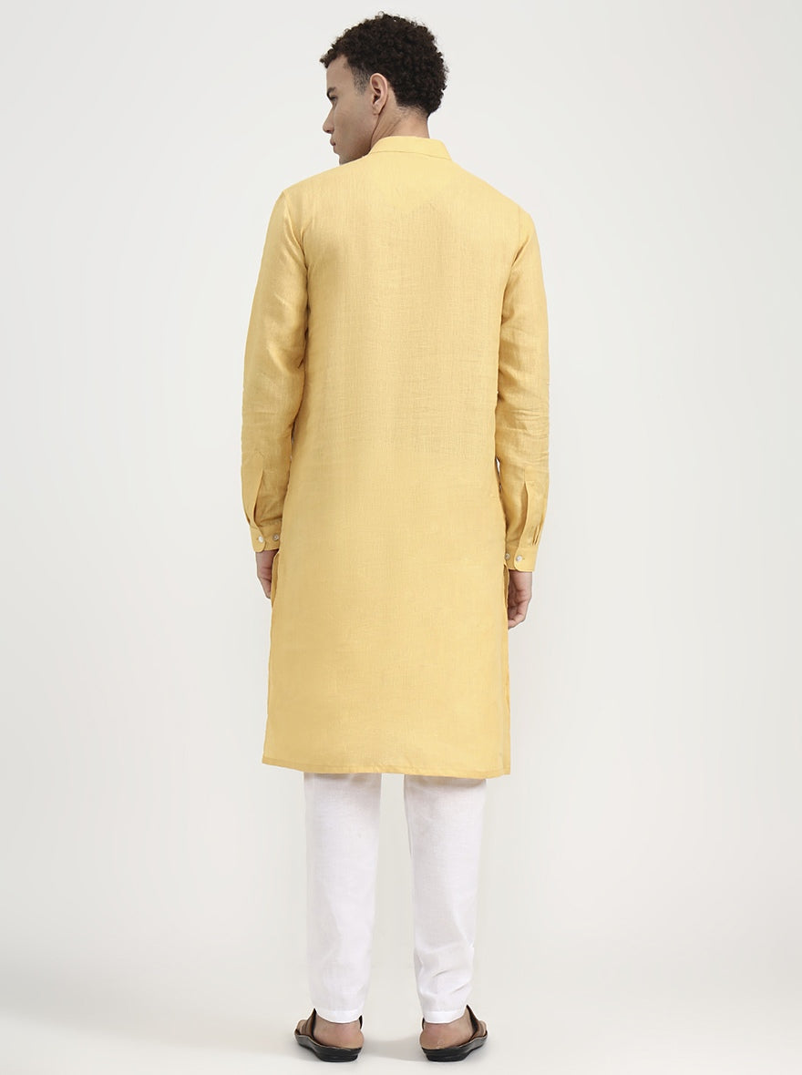 Yellow Solid  Modi Kurta | JadeBlue