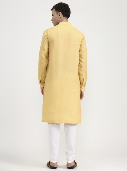 Yellow Solid  Modi Kurta | JadeBlue