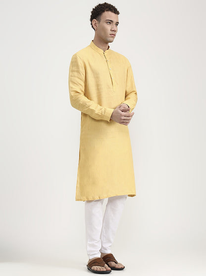 Yellow Solid  Modi Kurta | JadeBlue