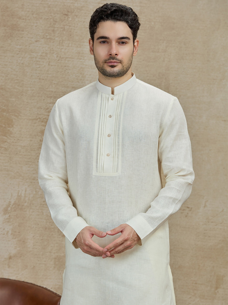 Cream Solid Kurta | TULA