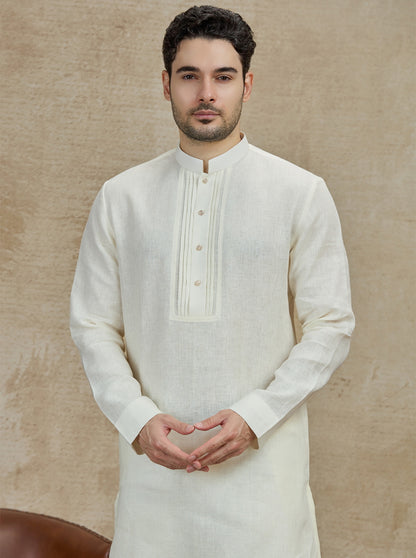 Cream Solid Kurta | TULA