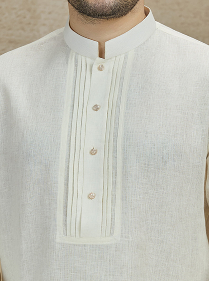 Cream Solid Kurta | TULA