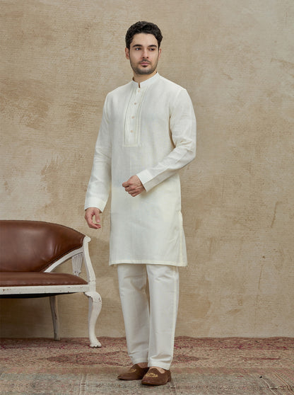 Cream Solid Kurta | TULA