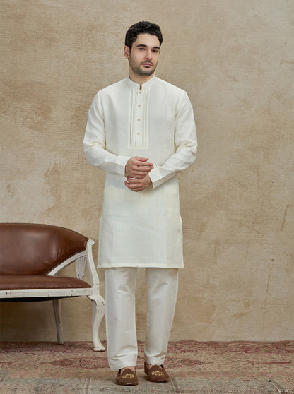 Cream Solid Kurta | TULA