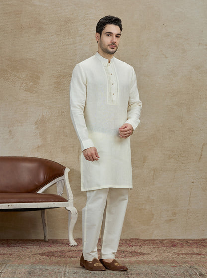Cream Solid Kurta | TULA