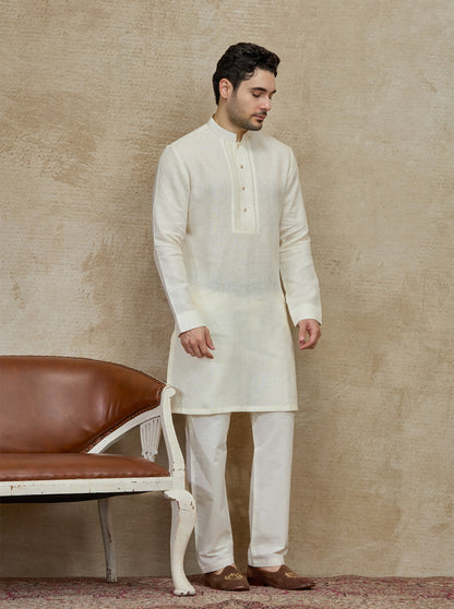 Cream Solid Kurta | TULA