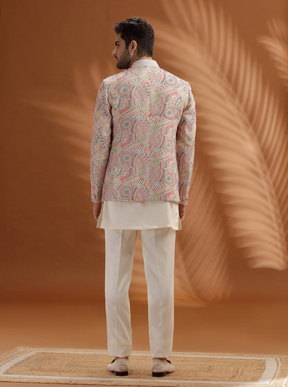 Off-White Embroidered  Jodhpuri Suit | TULA