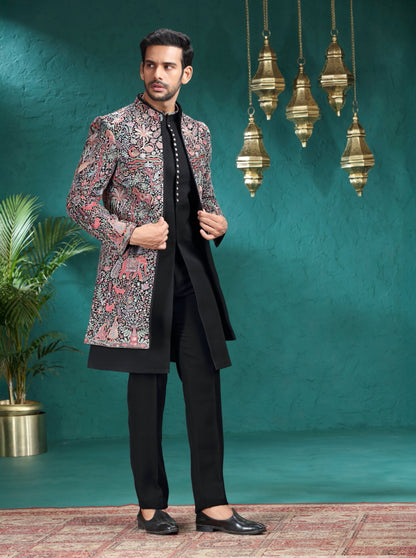 Black Embroidered Indowestern | TULA