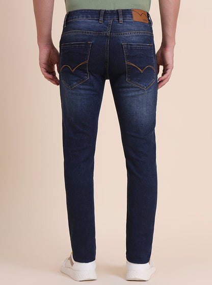 Dark Indigo Blue Washed Narrow Fit Jeans | JadeBlue