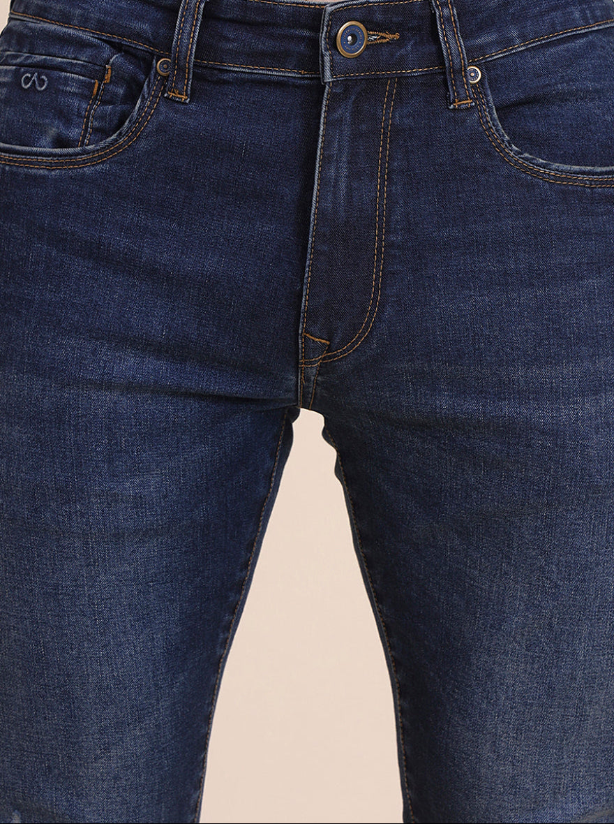 Dark Indigo Blue Washed Narrow Fit Jeans | JadeBlue