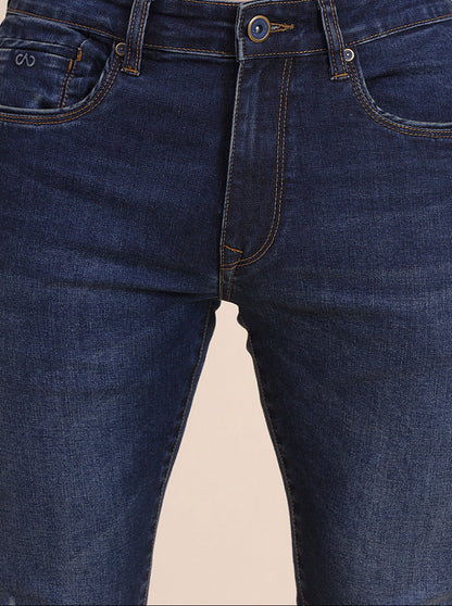 Dark Indigo Blue Washed Narrow Fit Jeans | JadeBlue
