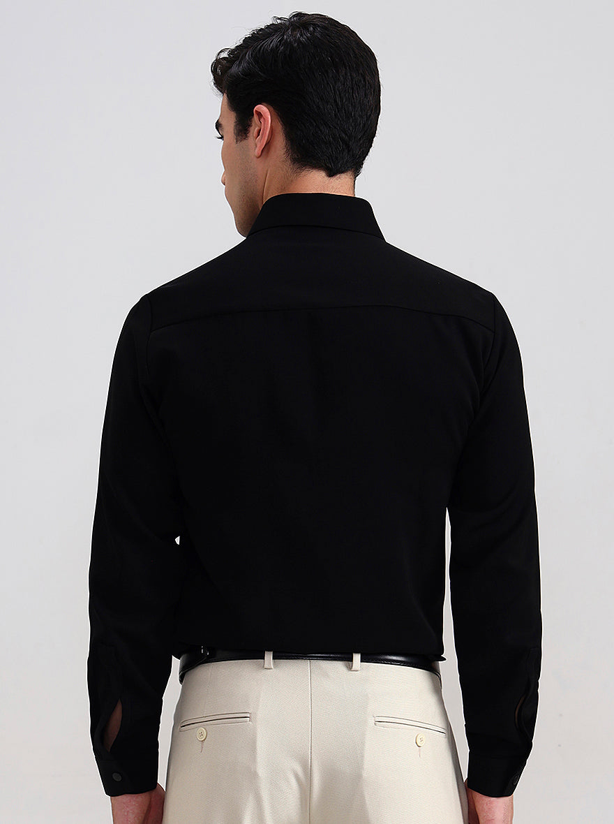Navy Blue Printed Slim Fit Party Wear Shirt | Wyre