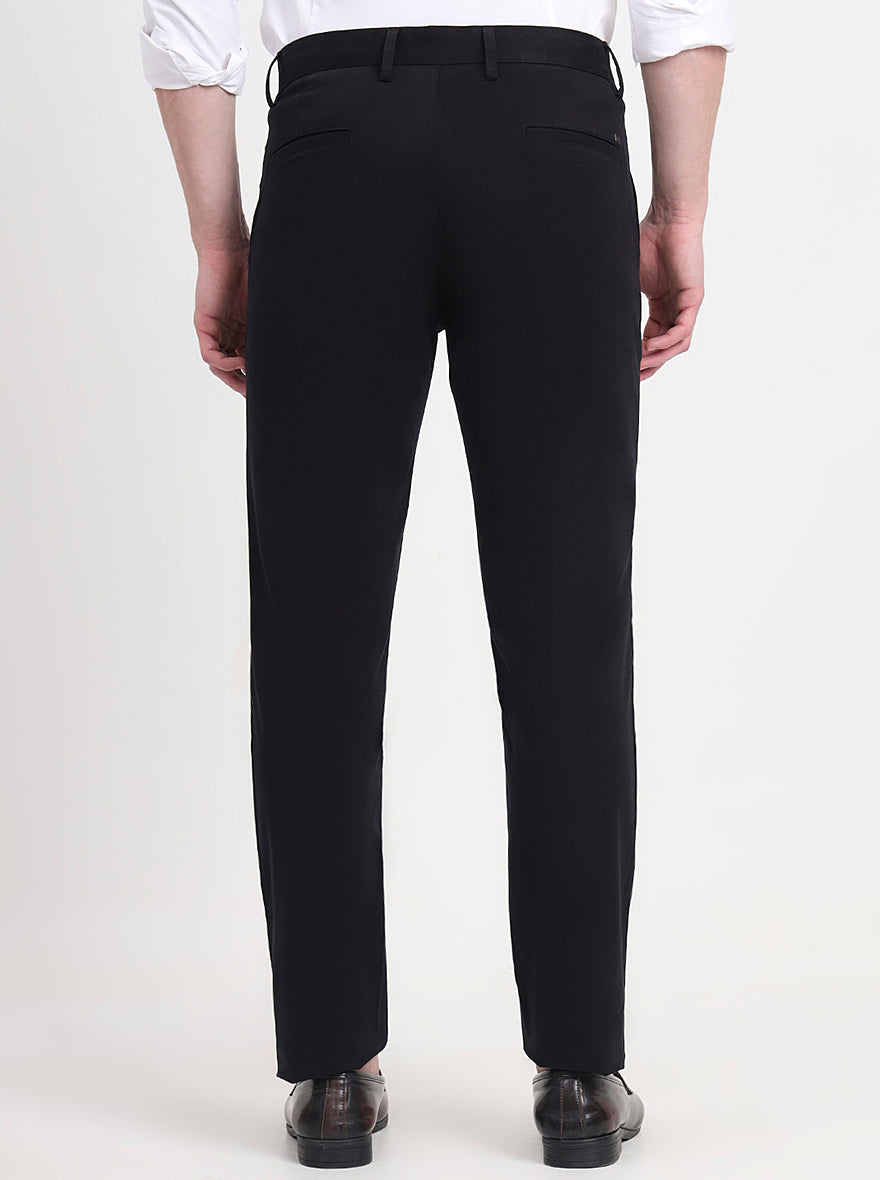 Black Solid Uno Fit Casual Trouser | JadeBlue