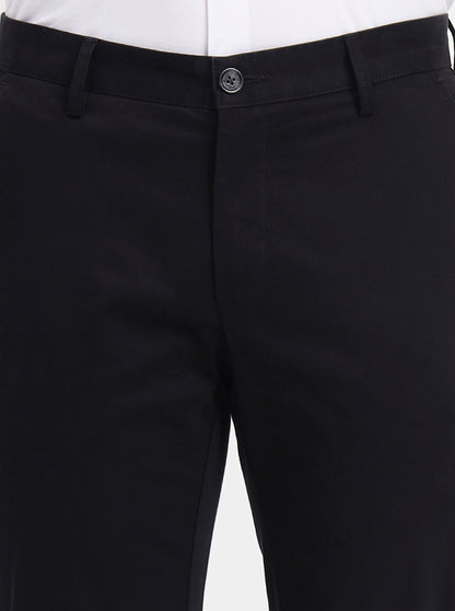 Black Solid Uno Fit Casual Trouser | JadeBlue
