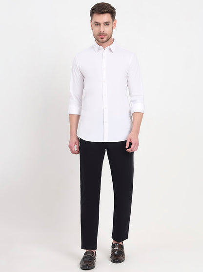 Black Solid Uno Fit Casual Trouser | JadeBlue