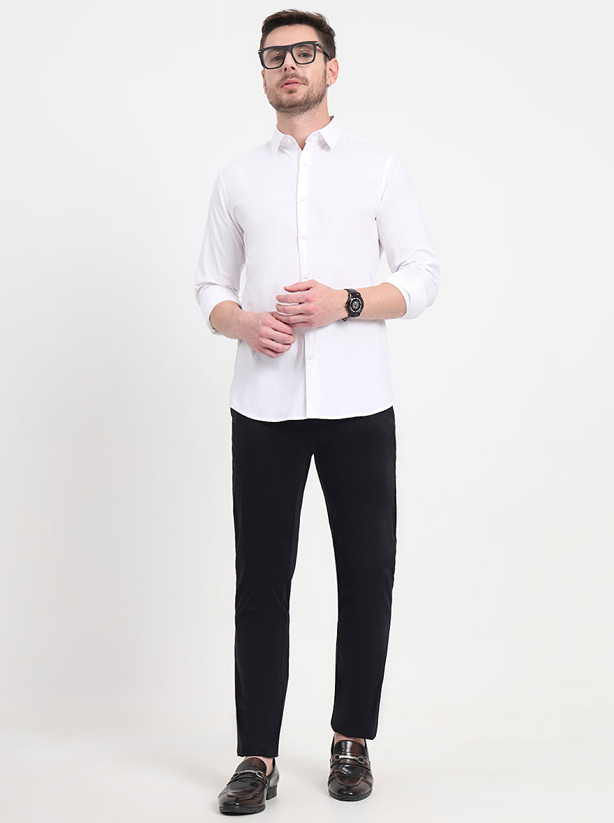 Black Solid Uno Fit Casual Trouser | JadeBlue