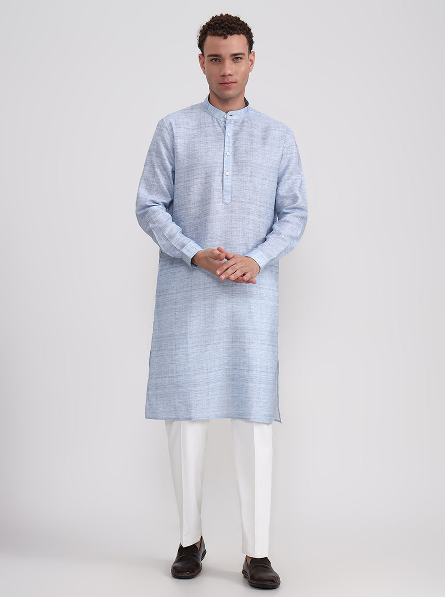 Sky Blue Solid Regular Fit Modi Kurta | JadeBlue