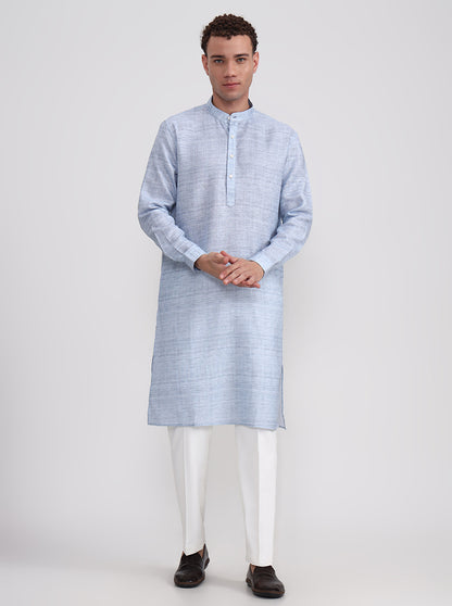 Sky Blue Solid Regular Fit Modi Kurta | JadeBlue