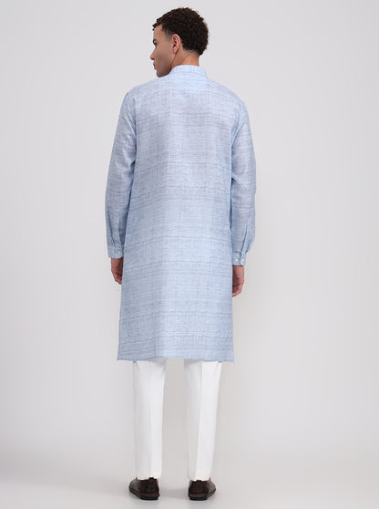 Sky Blue Solid Regular Fit Modi Kurta | JadeBlue