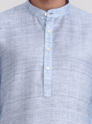 Sky Blue Solid Regular Fit Modi Kurta | JadeBlue