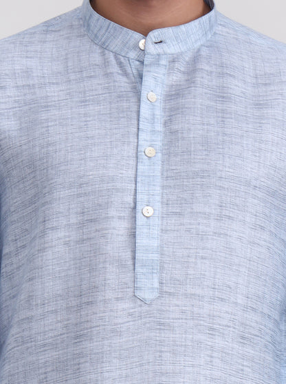 Sky Blue Solid Regular Fit Modi Kurta | JadeBlue