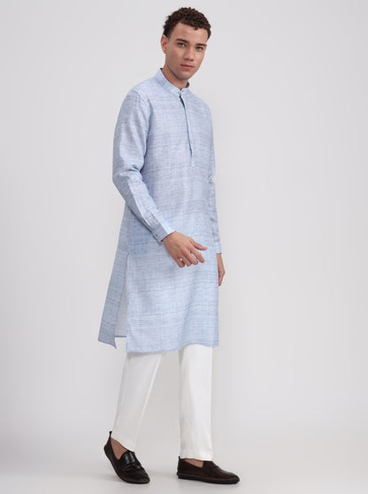 Sky Blue Solid Regular Fit Modi Kurta | JadeBlue