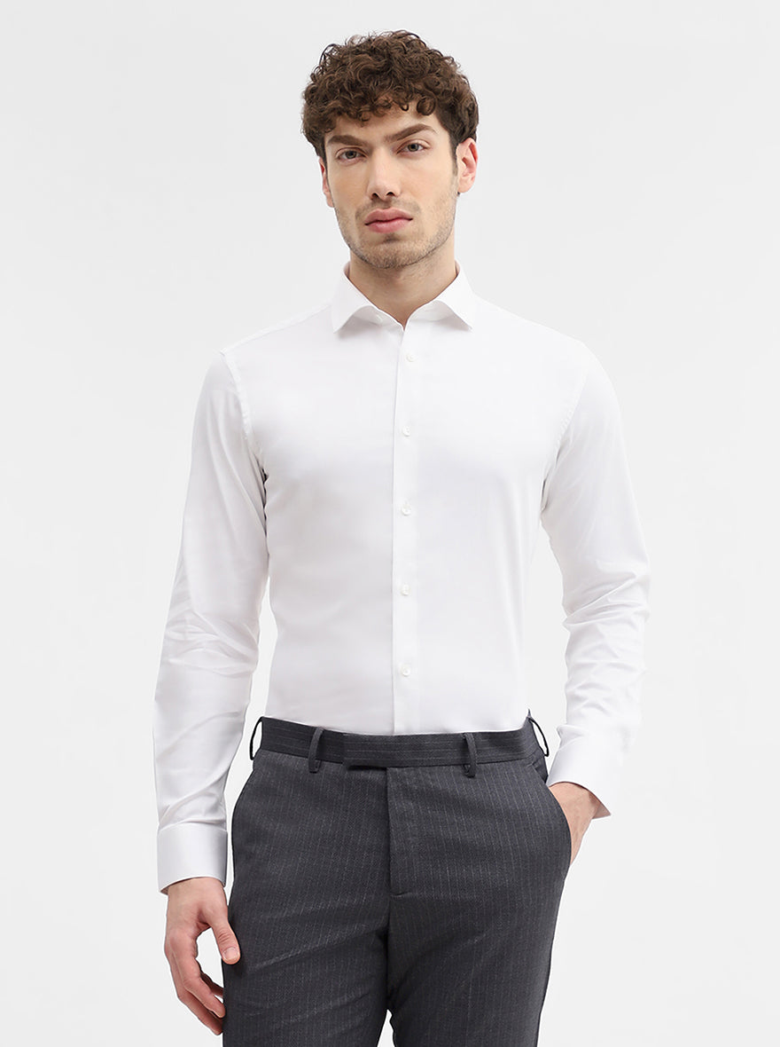 White Solid Slim Fit Party Wear Shirt | Wyre